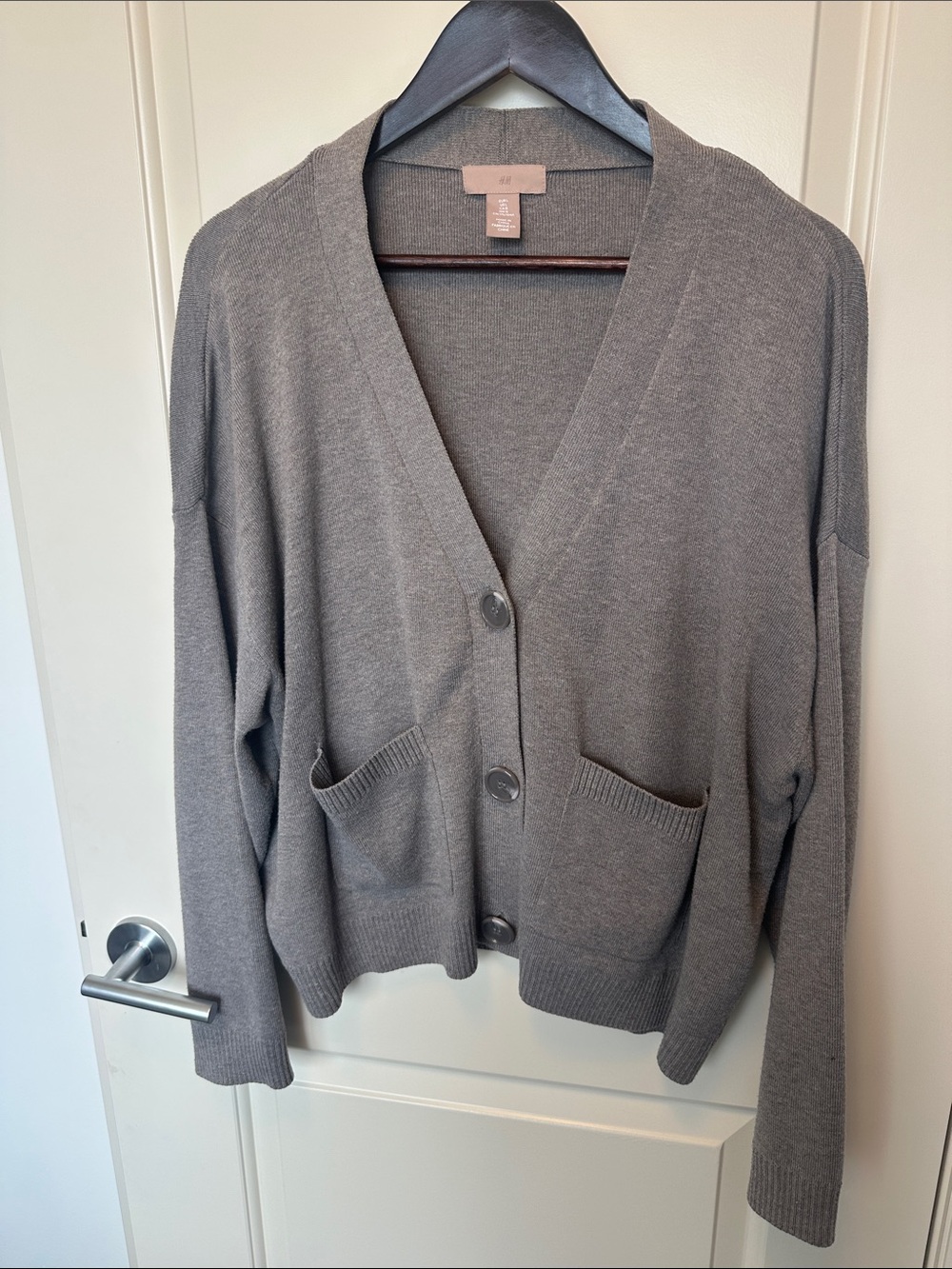 H&M Grey Taupe Relaxed Button Cardigan